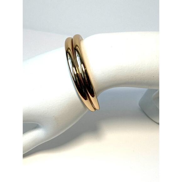 Ann Taylor LOFT Gold Bangle Stacked Bracelet Cuff Statement - Picture 4 of 5